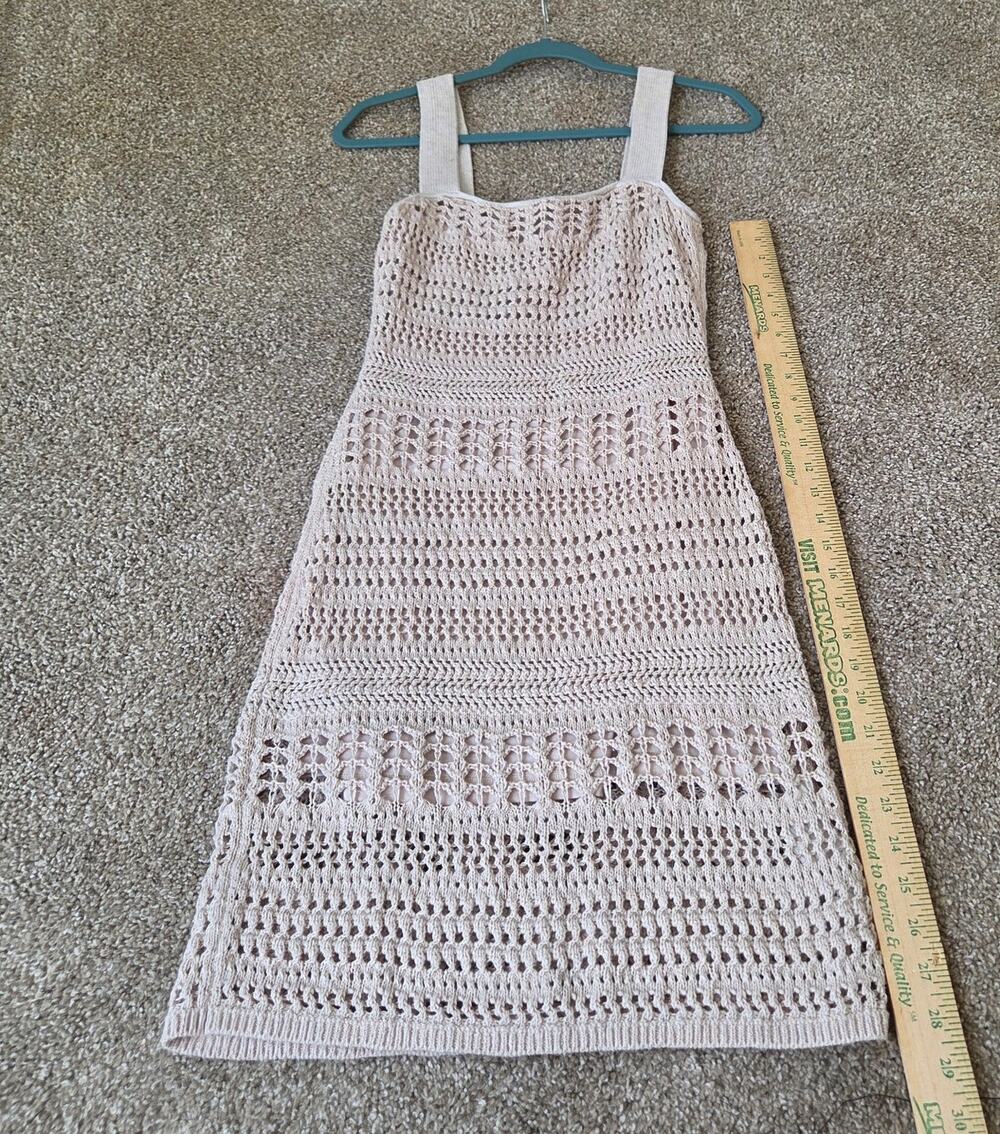 Abercrombie & Fitch Crochet Mini Dress Tan Beige Sleeveless Boho Lined Women's M